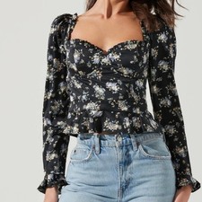 ASTR Floral Corset Peplum Top NWT Medium Cottagecore Bustier Blouse Wm's Medium
