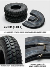 ​Lot 2 Pneus 260x85 (3.00-4) + 2 Chambres à air - État Neuf