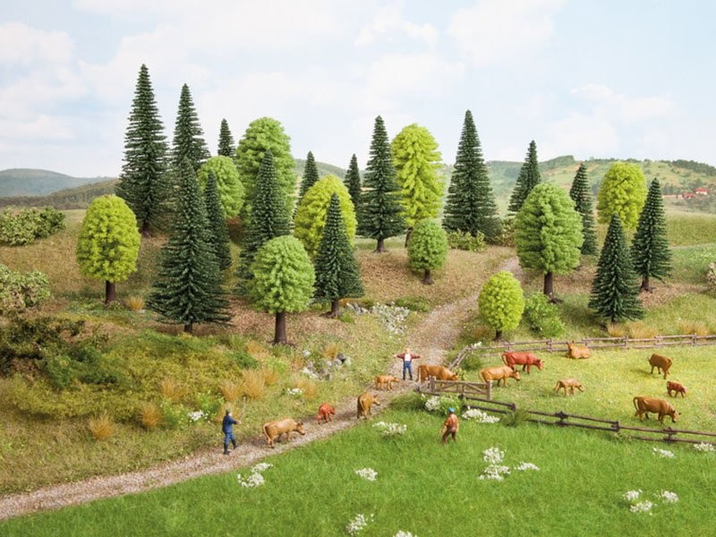 Arbres miniatures NOCH 26811 décor forêt HO et TT pour maquette train et diorama paysage