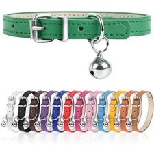 Adjustable XXS Dog Collar for Teacup Puppies 3/8 Inch Wide Pet Collar Green for