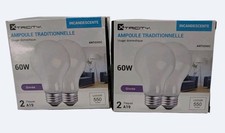 Vintage Style 60W Frosted Incandescent A19 Clear Glass Bulbs NOS   2 Packs