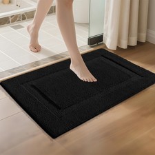 Black 24x36 Super Soft Fluffy Bathroom Rug Non Slip Washable Absorbent Mats