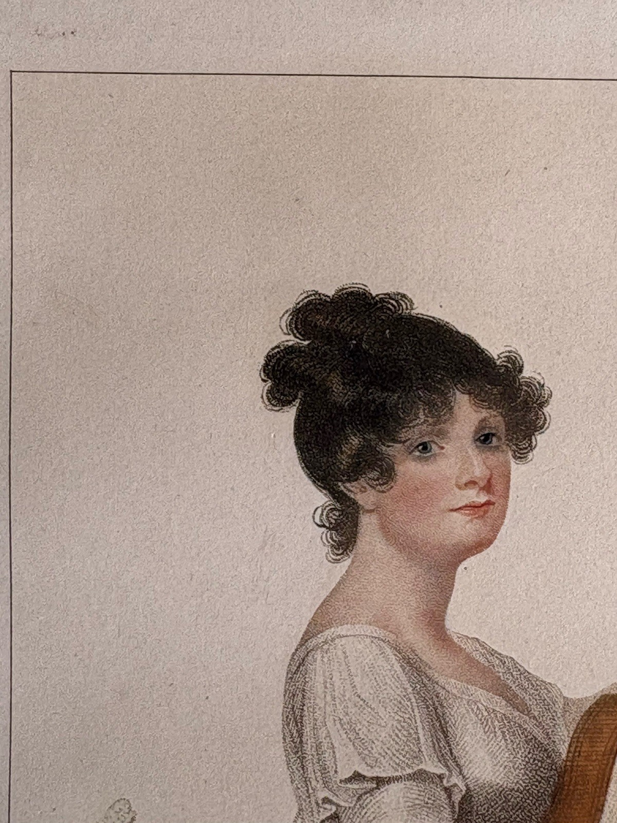 Dujardin Engraving Portrait Musician Mademoiselle Mountain Guitarist Guitarist