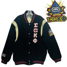 Vintage Ecko Unltd. Leather Jacket L Mindlabs Embroidery Old/School Logo/Snaps