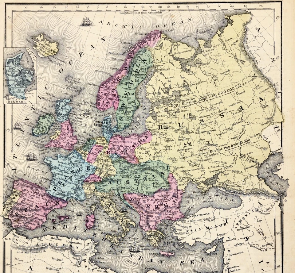 1847 EUROPE Map ORIGINAL (10x8.5) Prussia - Turkey - Poland - Austria - Image 2 of 3