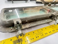 Vintage Brass Bronze Porthole Rounded Corner Rectangle Boat Window 14.5" X 7.5"