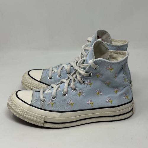 Converse All Star Chuck 70 High Shoes Womens 8 Blue Floral Embroidered Sneakers - Picture 3 of 18