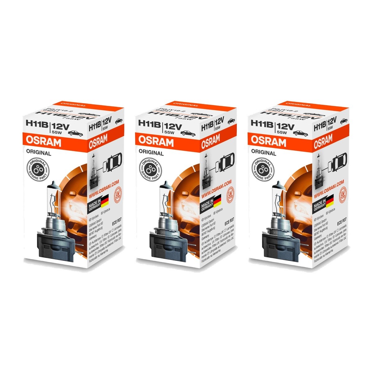 5 Lampadine H11B 12V 55W PGJY19-2 Licht-Expertise OSRAM ORIGINAL Per Auto - Immagine 7