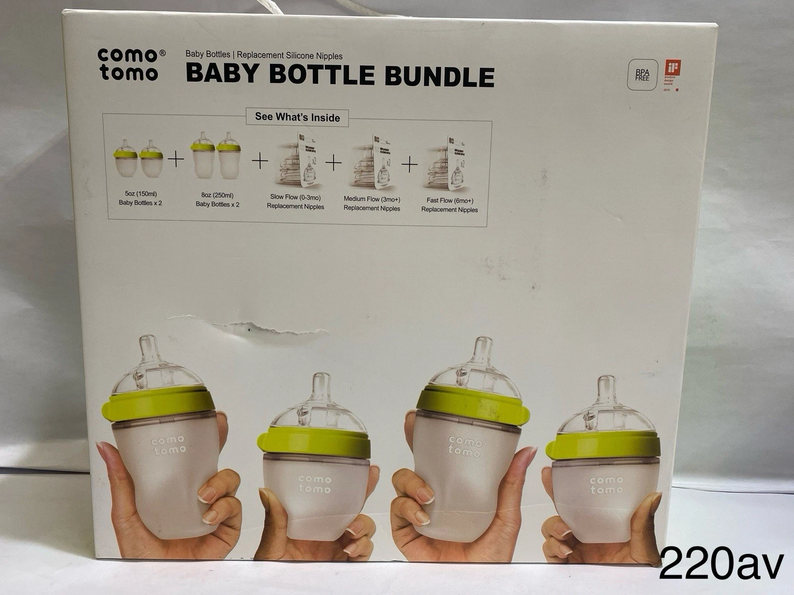 Comotomo Baby Bottle Bundle Green Bottles & Nipples Set