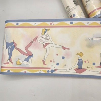 Vtg Sunworth Wallpaper Border Retro Dynamic Dance Poses Gymnastics 5 Rolls