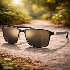 RAY-BAN RB3721CH 187 J0 Black On Gold, Blue  Gold Polarized Men's Sunglasses