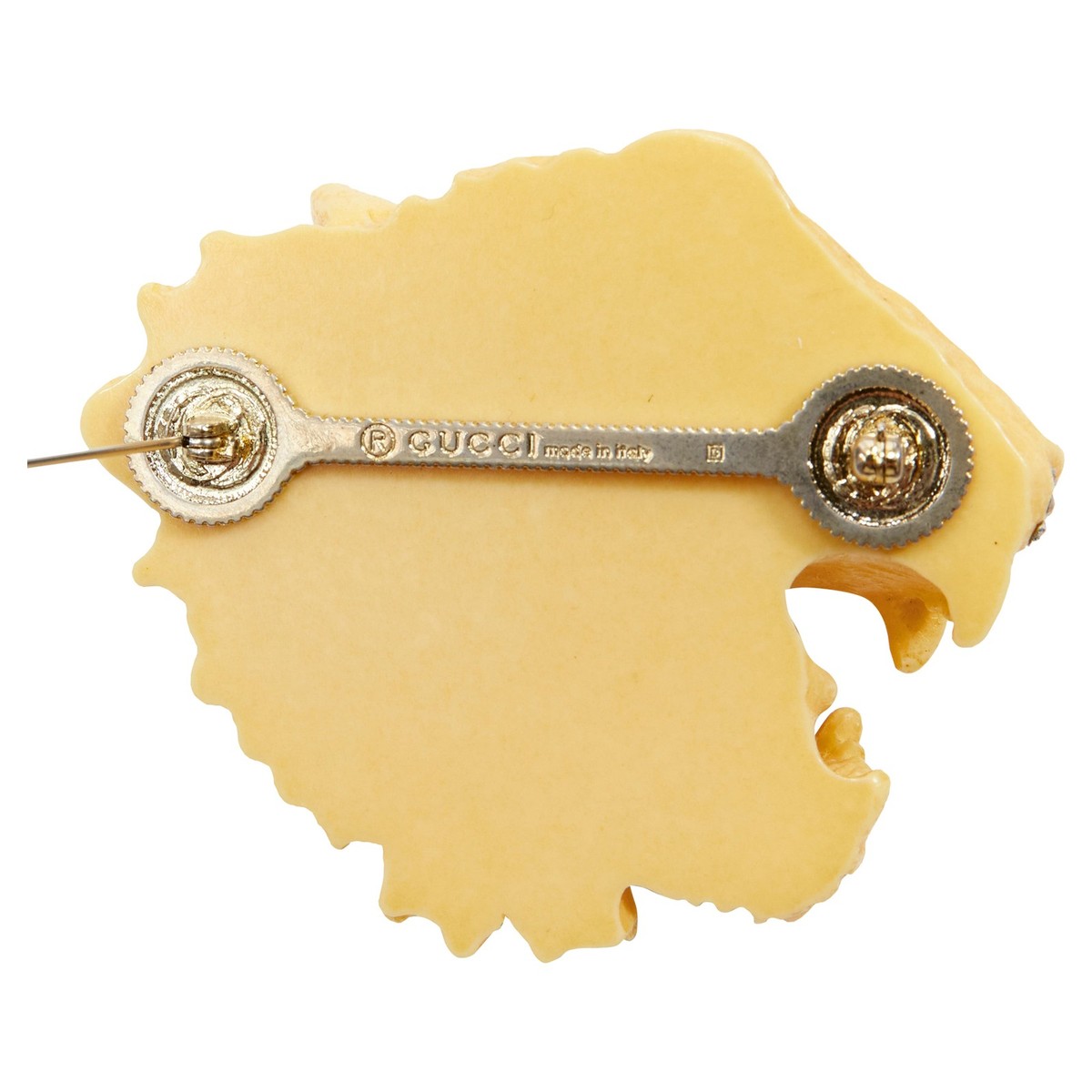 GUCCI Ivory Resin Tiger Head Brooch グッチ Gucci Tigerhead Brooch Pin Ivory Resin With Crystals Made in