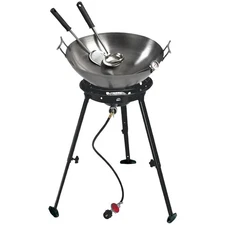 Eastman Outdoors Big Kahuna Burner with 22" Carbon Steel Outdoor Wok Kit, 37212