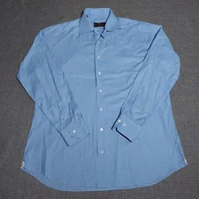 Robert Talbott Estate Tailored Mens Long Sleeve Shirt Large Blue Check