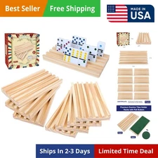 GOTHINK Wooden Domino Racks Set of 8 Trays for Mexican Train Dominoes Games Domi