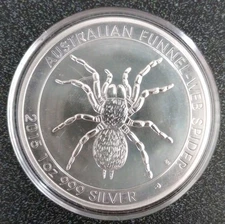 2015 Australian Funnel Web Spider 1 oz .9999 silver coin in capsule