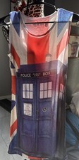 Doctor Who Tank DRESS Sz S Union Jack Tardis UK Body Con Her Universe Flag BBC
