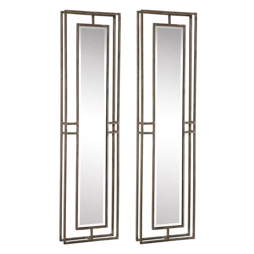 Uttermost Rutledge Contemporary Solid Wood Mirrors in Gold (Set of 2) - Picture 3 of 6