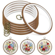 6 Pcs 7inch Embroidery Hoop, Cross Stitch Hoop Rubber Imitated Wood Circle