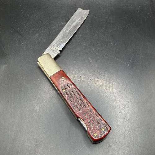 Vintage Honest Abe One Arm Good Snap Pocket Knife Bone Handle Red Slip joint