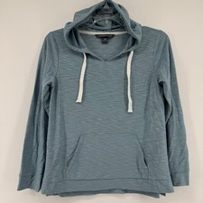 Free Fly Pullover Hoodie Womens XS Blue Bamboo Blend Slub Knit V-Neck Pocket
