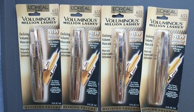 4 L'Oreal Paris Voluminous Million Lashes Washable Mascara Black Brown 655 NEW