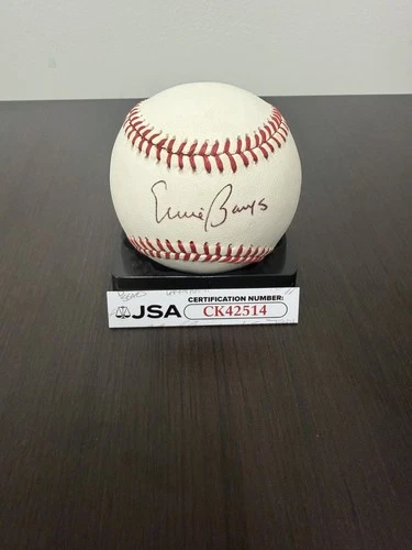 Ernie Banks Signed baseball JSA