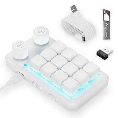 Macro Pad Programmable Keypad 12-Key Mechanical Gaming BT RGB Knob Wireless