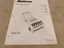 BOLENS MINI SNOW THROWER MODELS 225, 225E, 300, 300E PARTS LIST