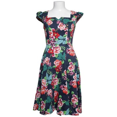 Hearts & Roses, Kleid, Größe: 38, Blau/Mehrfarbig, Baumwolle, Blumen, Damen #mcI