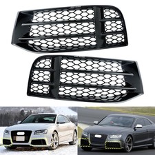 For Audi RS5 Coupe 10-16 Honeycomb Front Bumper Lower Fog Light Cover Grille L+R