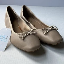 Time and Tru Tan Ballet Flats with Bow Detail Women’s Size 11 Slip On Shoes New 