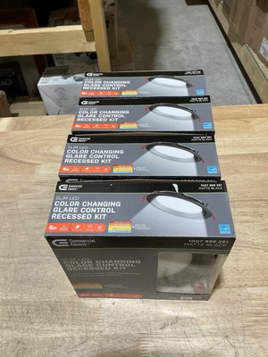 4-PK Commercial Electric Slim Baffle Integrated LED 6  Adj Color Temp Canless 