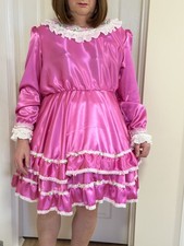 Pink satin SISSY~MAIDS ADULT UNISEX~TV/CD  DRESS 20/22/24 /plus size 