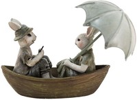 Clayre & Eef 6PR3534 Deko Kaninchen GrüN, Braun, Beige 14X10X12 Cm