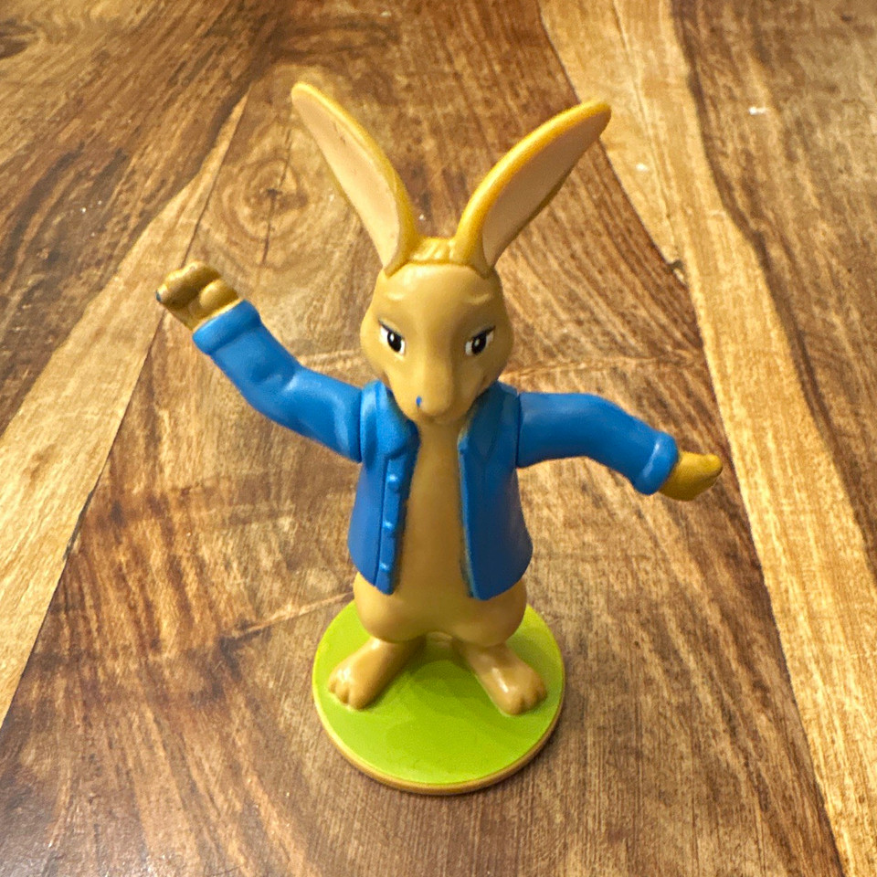 First Peter Rabbit Toy Peter Rabbit Plastic Figurine Toy Figure Blue Jacket on Green Base ...