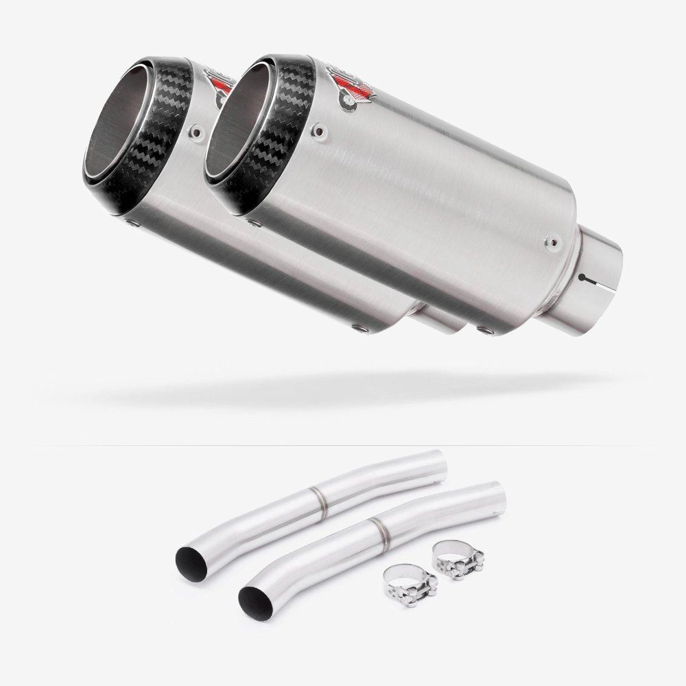 Lextek CP1 Matt S/Steel Carbon Tip Exhaust 150mm with Link Pipes