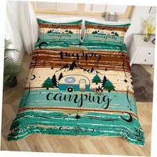 Camping Decor for Camper Duvet Cover Lodge Cabin Camp Travel Queen Camper05