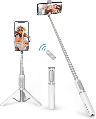 ATUMTEK Selfie Stick Stativ, ausziehbar 3 in 1 Aluminium Bluetooth weiß 