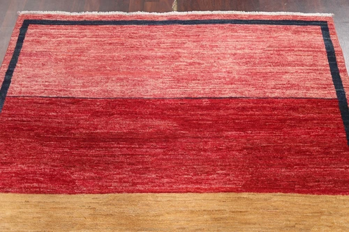 Handmade Multicolor Gabbeh Oriental Area Rug 5x8 Ft Striped Modern Wool Carpet - Picture 12 of 20