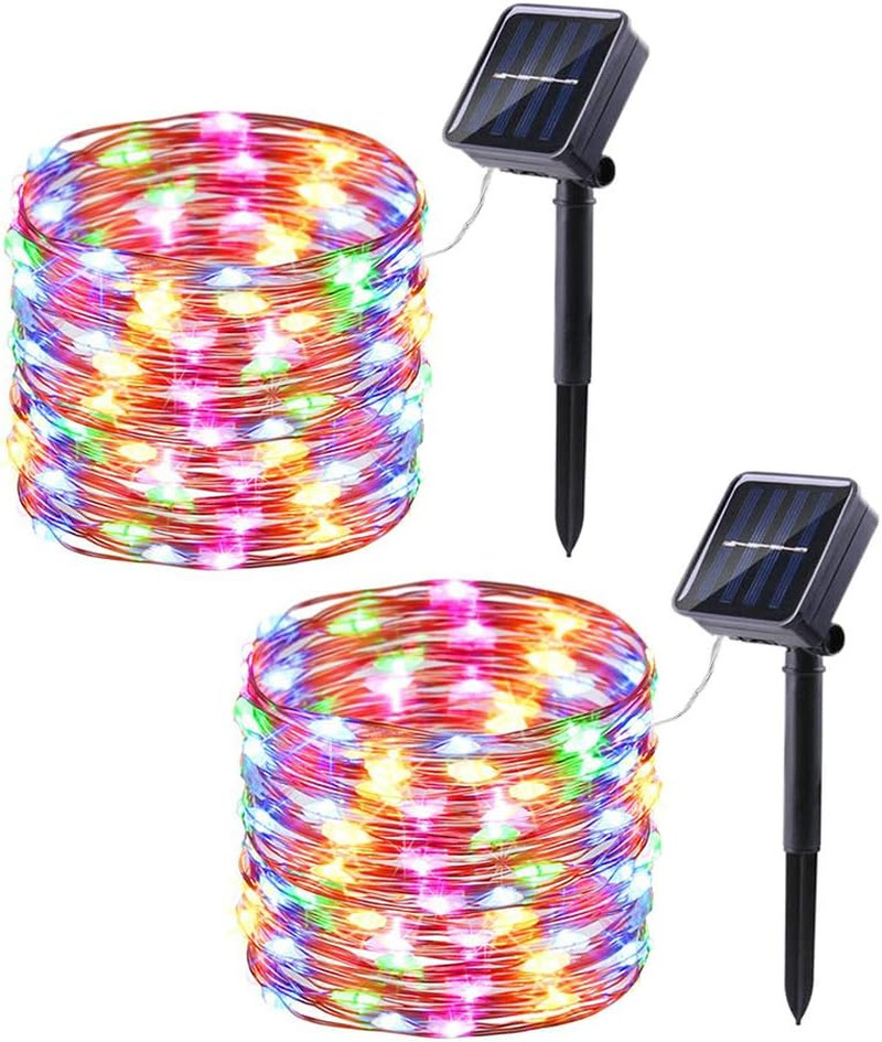 Solar String Lights Outdoor - 2 Pack Total 66Ft 200LED Solar Fairy Lights Waterp