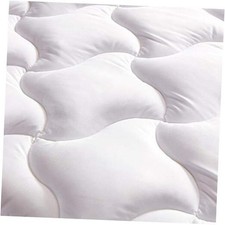 Quilted Mattress Pad Cover Cooling Fluffy Soft Topper Upto 21 inch Twin White