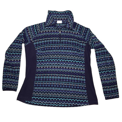 Columbia Glacial Fleece III Print Women s Black And Blue Fleece Quarter Zip XL