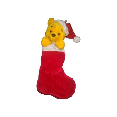 Vintage Disneyland Winnie the Pooh 3D Plush Head Christmas Stocking 20''