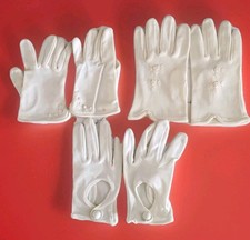 Vintage Girls Dress Gloves White/Off White Stretch Nylon X Small/Small 1960s