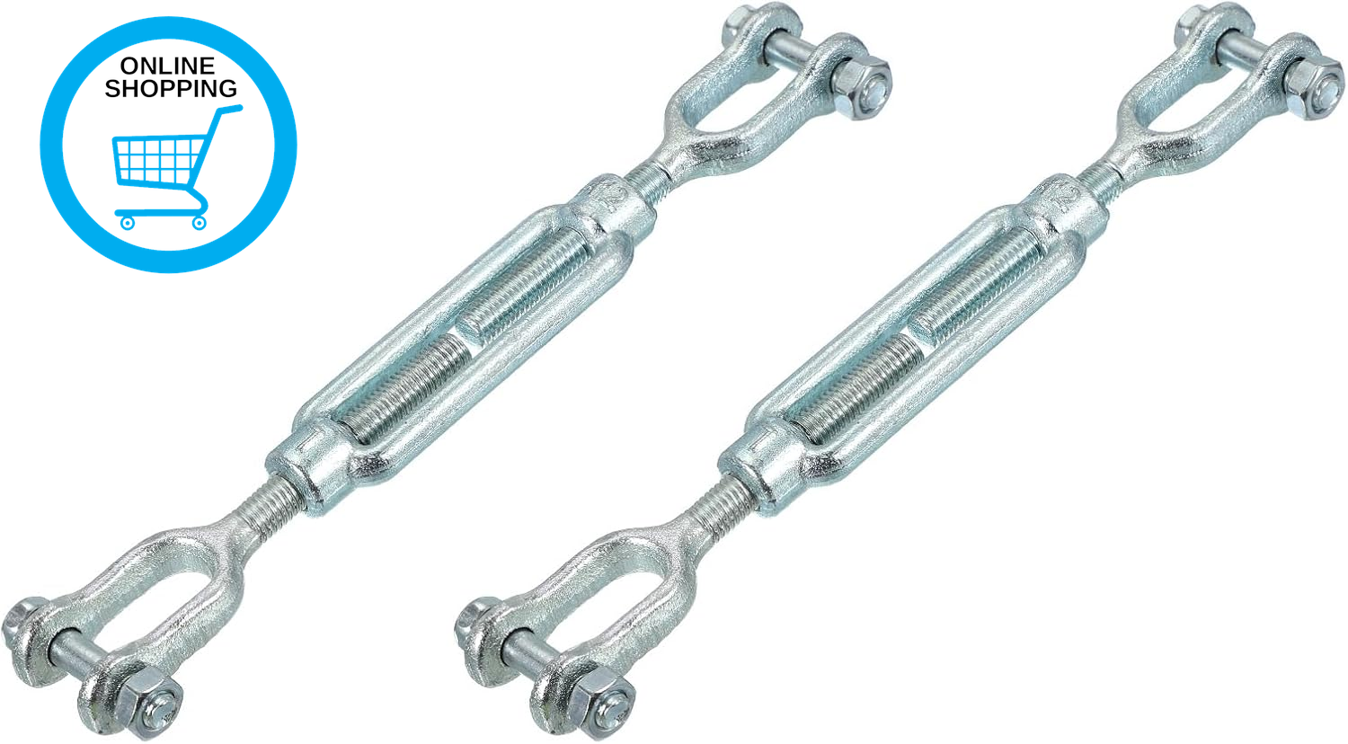 2Pcs M12(1/2"") Jaw and Jaw Turnbuckles Wire Rope Tension, Galvanized Steel Turnb