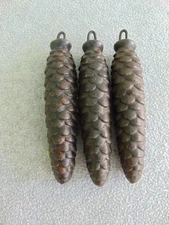 OLD VINTAGE SET OF 3 MUSICAL GERMAN CUCKOO CLOCK WEIGHTS PARTS