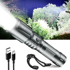 90000000Lumen Super Bright LED Flashlight Rechargeable Aluminum LED Work Light