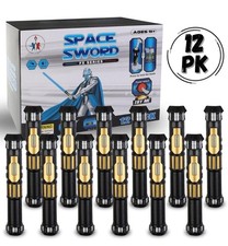 12 Pack LED Space Swords Expandable Light Up Sabers Toys Red, Blue, Green