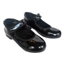 Black Tap Shoes for Girls Toddler Patent Tap Dance Shoes for Little Kids size 9M